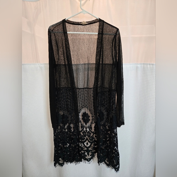 Black Sheer Lace Cardigan - Picture 1 of 4